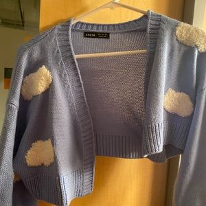 knit blue, cropped cloud cardigan